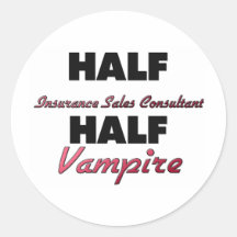 Halber Versicherungs-Verkaufs-Berater-halber Vampi Runder Aufkleber