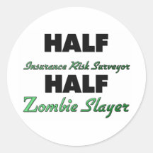 Halbes Versicherungs-Risiko-Feldmesser-halber Zomb Runde Sticker