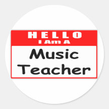 Hallo, bin ich ein Musik-Lehrer… Nametag Runde Sticker