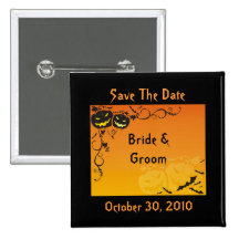 Hallo-Hochzeit Save the Date Knopf Anstecknadelbuttons