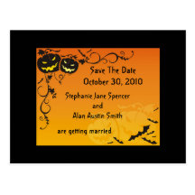 Hallo-Hochzeit Save the Date Postkarte