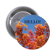 HALLO! Knöpfe blauer Himmel-orange Fall-Baum-Blätt Buttons