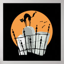 Halloween-Friedhofs-Katze Plakat