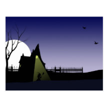 Halloween-Hexe-Haus Postkarte