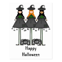 Halloween-Hexe-Postkarte