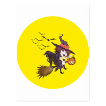 Halloween Hexe witch Postkarte