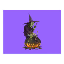 Halloween Hexe witch Postkarte