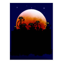 Halloween-Kätzchen und Halloween-Mond-Postkarte