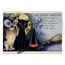 Halloween Katze-Eule Halloween-Karte