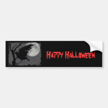 Halloween-Rabe in der Niederlassung mit Vollmond Autoaufkleber