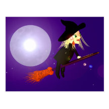 Halloween-Radioapparat-Hexe Postkarten