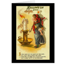 Halloween unterzeichnet Kind mit Kerze Karte