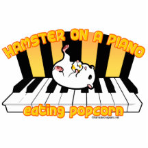 Hamster auf einem Klavier Popcorn essend Photoskulptur