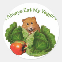 Hamster: Essen Sie immer meine Veggies: Gesundheit Runder Aufkleber