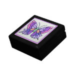 Hand gestickter lila Schmetterling Modeschmuckschachtel