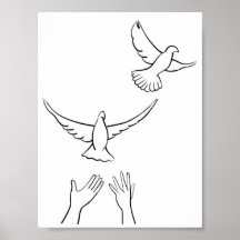 Hände, die Tauben freigeben Posterdruck
