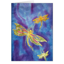 Handgemalte Silk Libellen-Karte