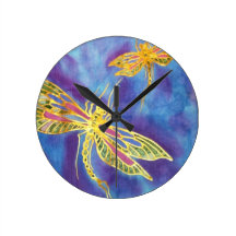 Handgemalte Silk Libellen-Uhr