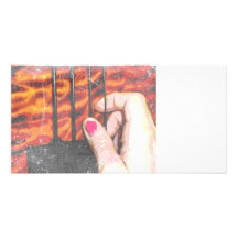 Handrupfen des Bass-Schmutzes der Schnur vier Photo Grußkarte