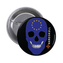 HANDSKULL Europa, glücklicher Schädel, Europa-Flag Buttons