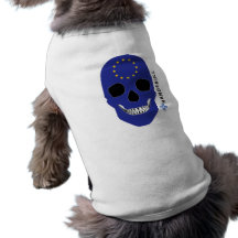 HANDSKULL Europa, glücklicher Schädel, Europa-Flag Hunde-t-shirt