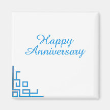 Happy Anniversary Blue Refrigerator Magnets
