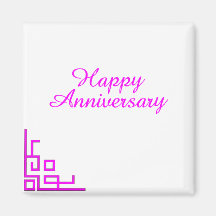 Happy Anniversary Pink Fridge Magnet