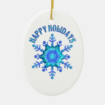 Happy Holidays Snowflake Christmas Ornaments