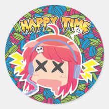 happytime丸形ステッカー 丸形シールステッカー