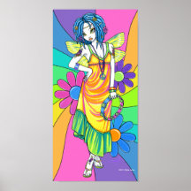 "Harmonie-" Regenbogen-Blumen-Kinderfee-Plakat