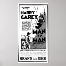 Harry Carey 1922 Vintages Filmanzeigenplakat