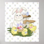 Häschen-und Küken-Frühlings-Feier Posterdruck