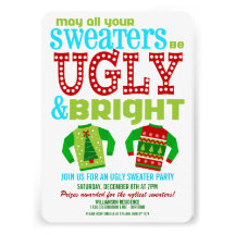Hässliches und helles Weihnachtsstrickjacke-Party Individuelle Ankündigskarten