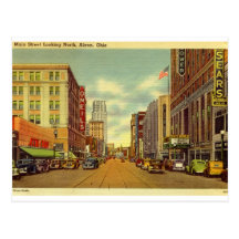 Hauptst., Akron, Ohio Vintag Postkarte