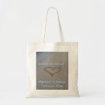 Hawaiian Wedding Heart in Sand Tote Bags