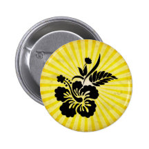 Hawaiische Blumen-Silhouette Anstecknadelbutton