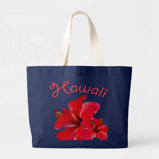 Hawaiischer roter Hibiskus auf Marine Tragetaschen