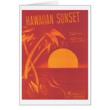 Hawaiischer SonnenuntergangVintage Songbook-Abdeck Grußkarten