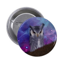 Heilige Eule und Fantasiehimmel Button