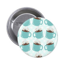 Heiße Schokoladen-Glück-Muster Anstecknadelbuttons