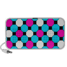 Heißes Rosa-aquamarine weiße schwarze Quadrat-Hexa Reise Speaker