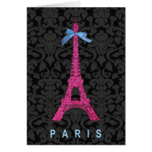 Heißes Rosa-Eiffel-Turm im Imitat-Glitter Karten