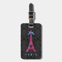 Heißes Rosa-Eiffel-Turm im Imitat-Glitter Gepäck Anhänger