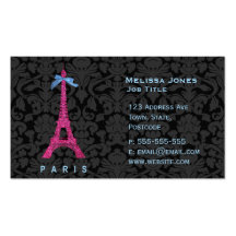 Heißes Rosa-Eiffel-Turm im Imitat-Glitter Visitenkartenvorlage