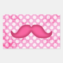 Heißes Rosa-Hipster-Schnurrbart und Polka-Punkt-Mu Sticker