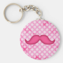 Heißes Rosa-Hipster-Schnurrbart und Polka-Punkt-Mu Schlüsselband
