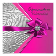 Heißes Rosa Quinceanera Geburtstags-Party Einladun