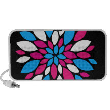 Heißes Rosa und aquamarine Blumen-Blumenblatt-Kuns iPhone Lautsprecher