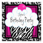 Heißes Rosazebra-Mädchen-Kuchen-Geburtstags-Party Ankündigung