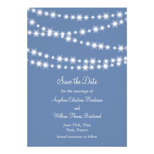 Hellblauer Twinkle beleuchtet Save the Date Personalisierte Einladungen